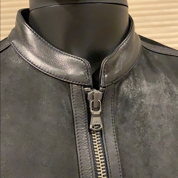 John Varvatos men’s leather racer jacket size L - Picture 6 of 14